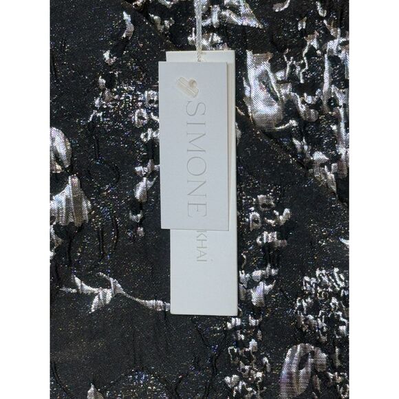 Jonathan Simkhai Women's Size 2 Black Metallic Taylor Wrap Top Puff Sleeve NWT - Picture 11 of 13